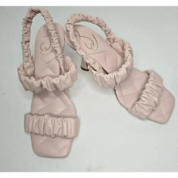 Sam Edelman Marlena Stretch Slingback Sandals Blush Pink Sq Toe Womens Sz 7.5 - Picture 1 of 9